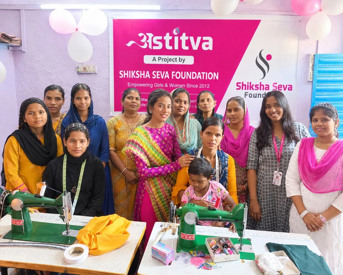 Women at an Astitva skill-training centre with sewing machines